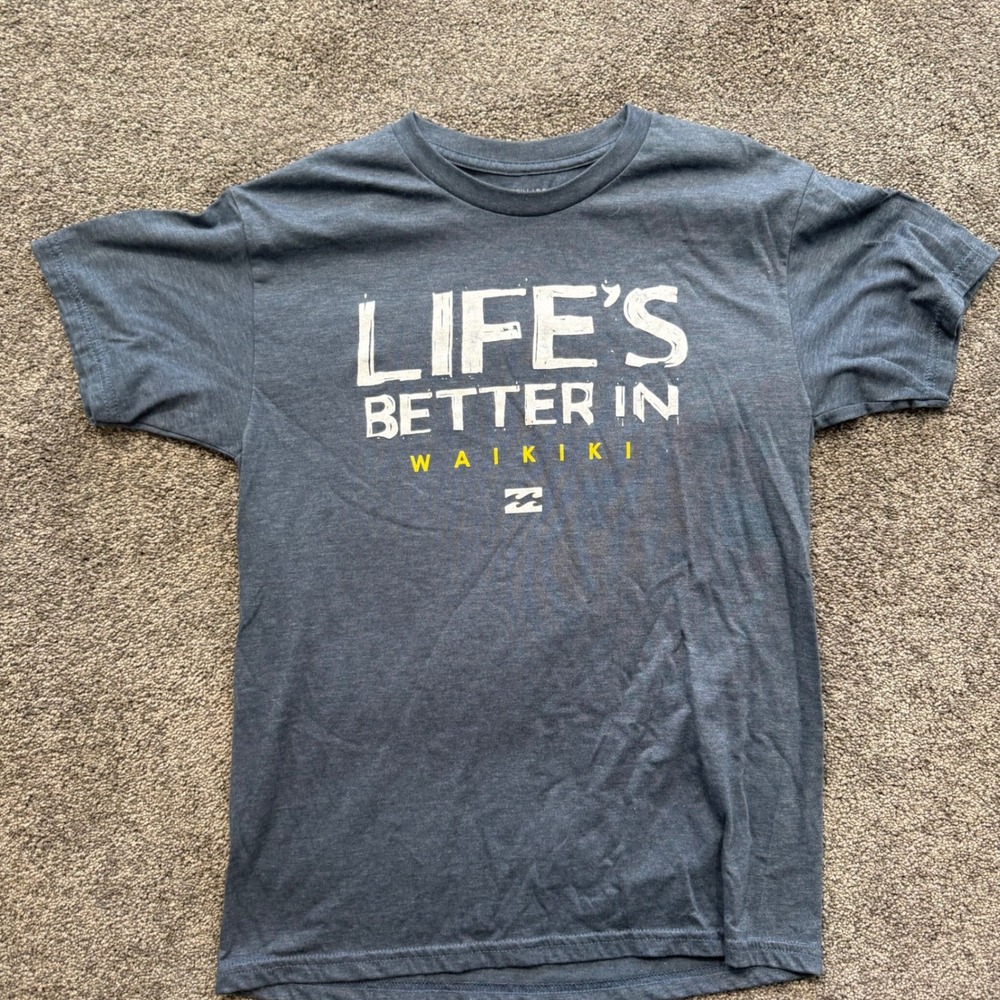 Billabong Womens Lifes Better In Waikiki Graphic T-Shirt Blue Medium